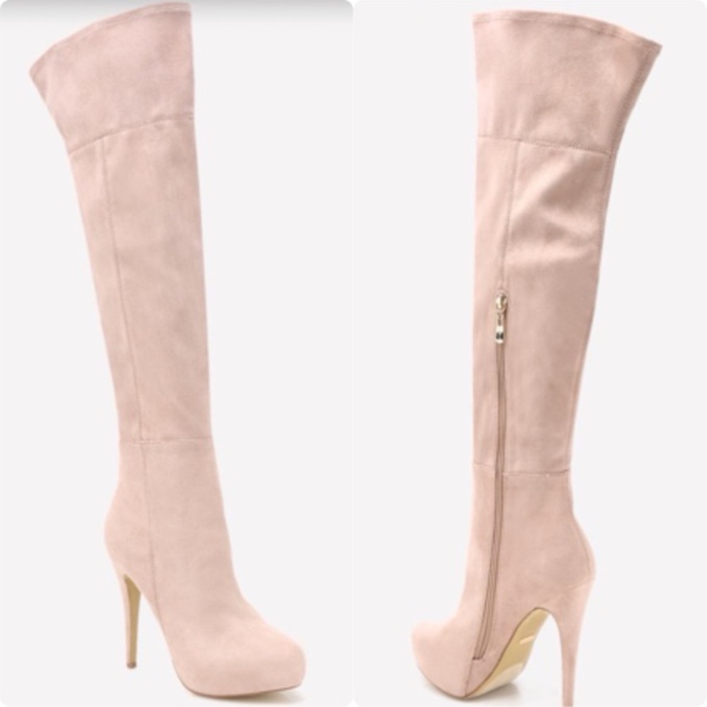 Tan Bebe Rihanna suede over the knee boots. Size 6 NEW